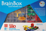 Brightly colored Brain Box - Absolute Electronic kit for kids 8+, featuring press-stud system for 180+ experiments without soldering.