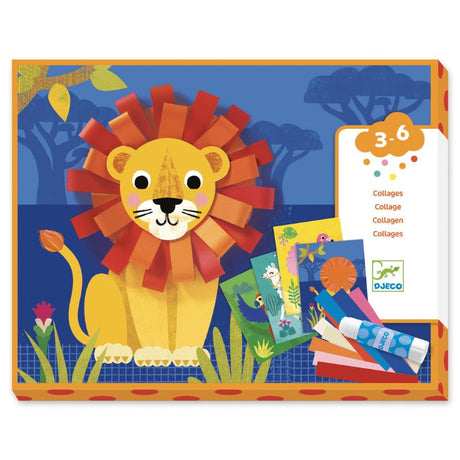 Colorful collage kit for kids aged 3-6 to create animal art with paper loops, enhancing creativity and fine motor skills.
