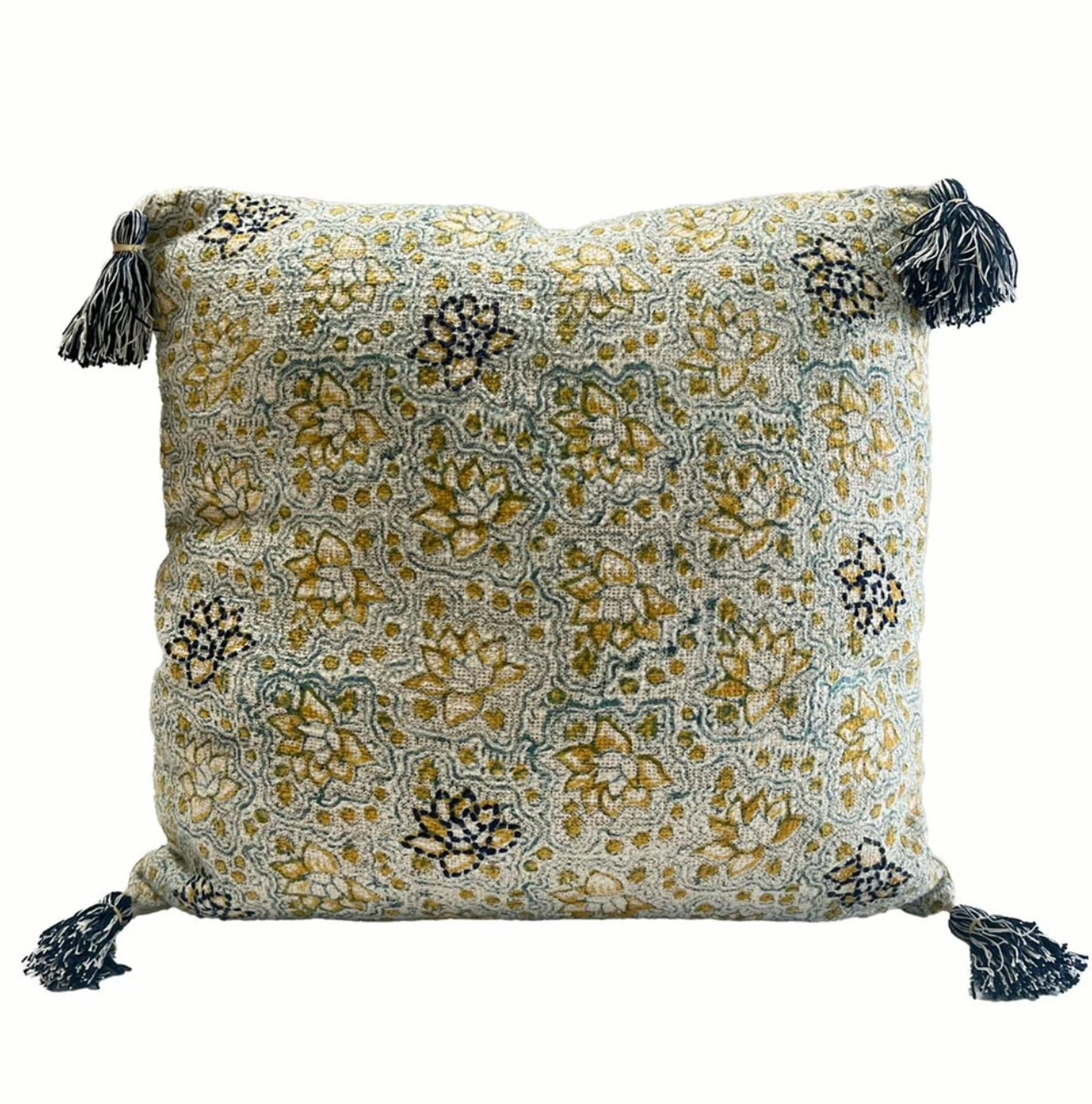 ARTISAN BLOCK PRINTED CUSHION - SPRING 45x45CM