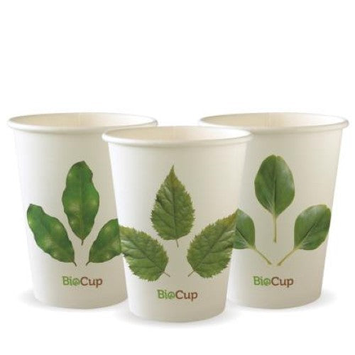 Cup Hot Paper Single Wall Leaf 12oz 90mm - 50PC