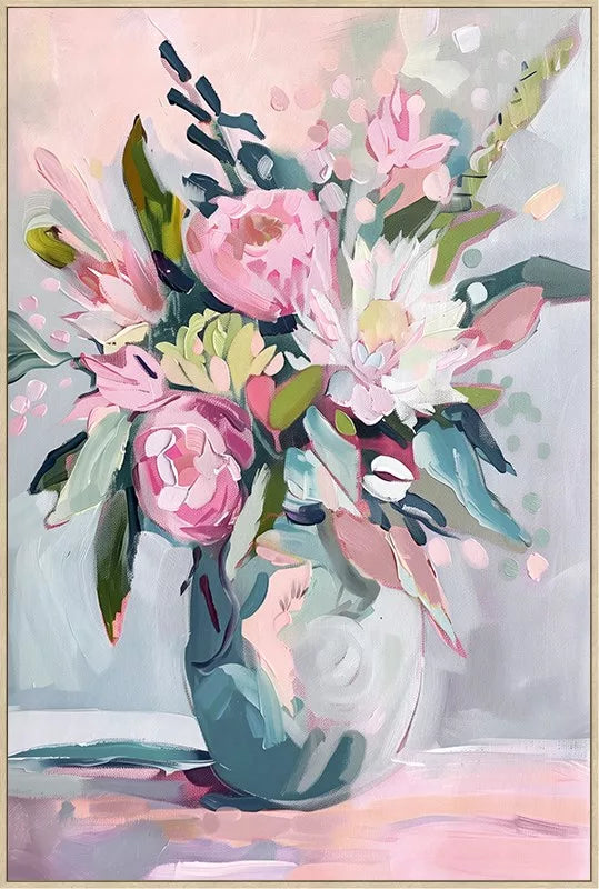 Canvas Art - FLOURISH IN PINK FRAMED CANVAS WALL ART 80X1202CM