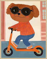 Canvas Art - SCOOTER PUP FRAMED KIDS WALL ART 40X50CM