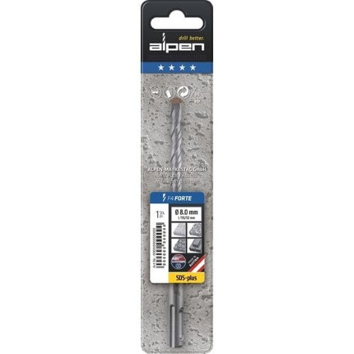Alpen Series 817 SDS Plus 2 Flute Masonary Drill in Plastic Wallet,L160/100,Ř 7.