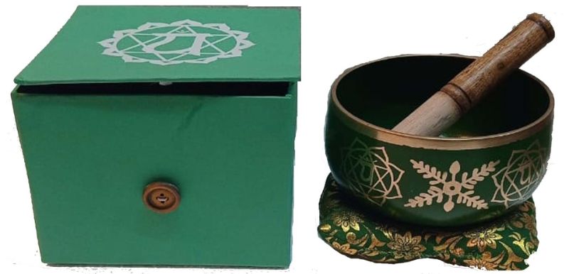 Chakra Singing Bowl - Green with Gift Box (14cm)