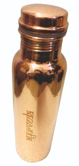 Handcrafted 750ml copper water bottle for purifying and alkalizing water, promoting health and wellness.