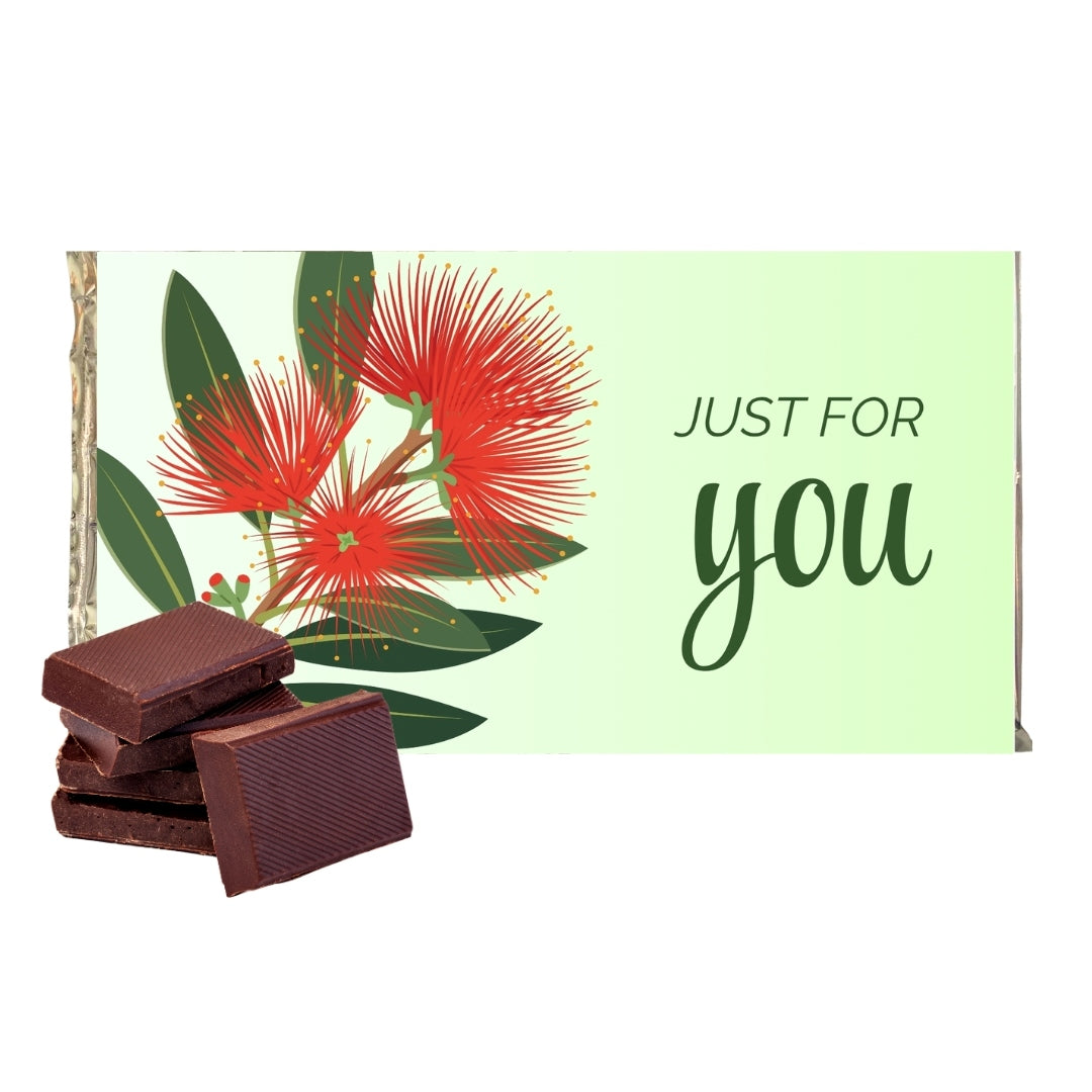 Milk Chocolate Bar Pohutukawa with Just For You Text.
