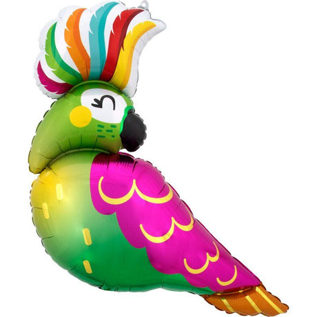 Supershape Tropical Parrot foil balloon, vibrant 78cm design for tropical parties and summer celebrations.