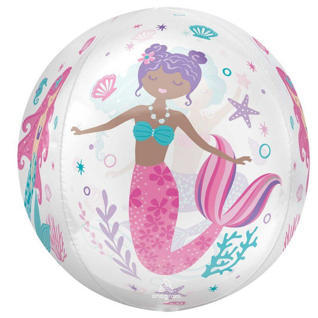 Orbz XL Shimmering Mermaid foil balloon (40cm) featuring vibrant design, perfect for mermaid-themed parties and celebrations.