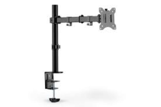 Digitus LCD monitor arm stand for 15-32" screens, adjustable height, clamp base, VESA compatible, ergonomic design.