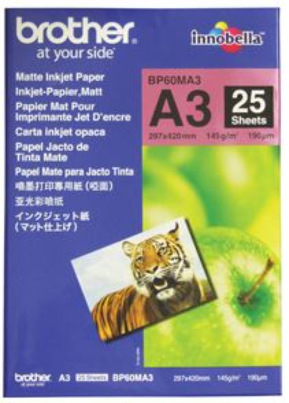 Brother BP60MA3 A3 Matte Inkjet Paper 145GSM 25 Sheets