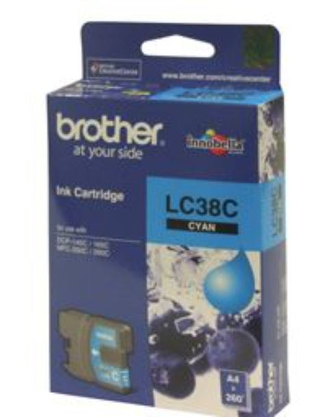 Cyan ink cartridge for Brother printers, offering vibrant color and up to 260 pages of high-quality printing.