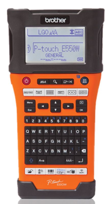 Brother PTE550WVP label maker with wireless connectivity, LCD screen, and high-resolution printing for professional labeling tasks.