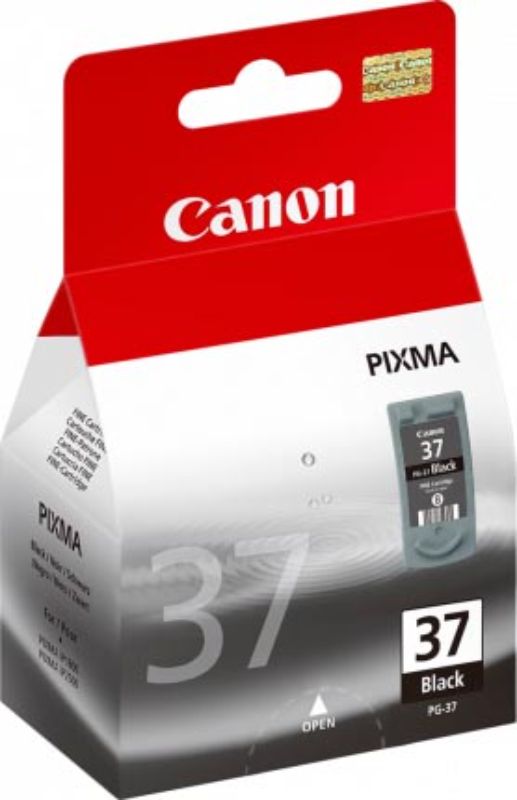 Canon PG37 Black Ink Cartridge for high-quality, smudge-resistant printing, yields up to 219 pages, compatible with various Canon printers.