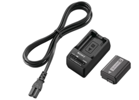 Sony ACCTRW W Type Battery and Charger kit with compact charger and NP-FW50 battery, designed for W series cameras.