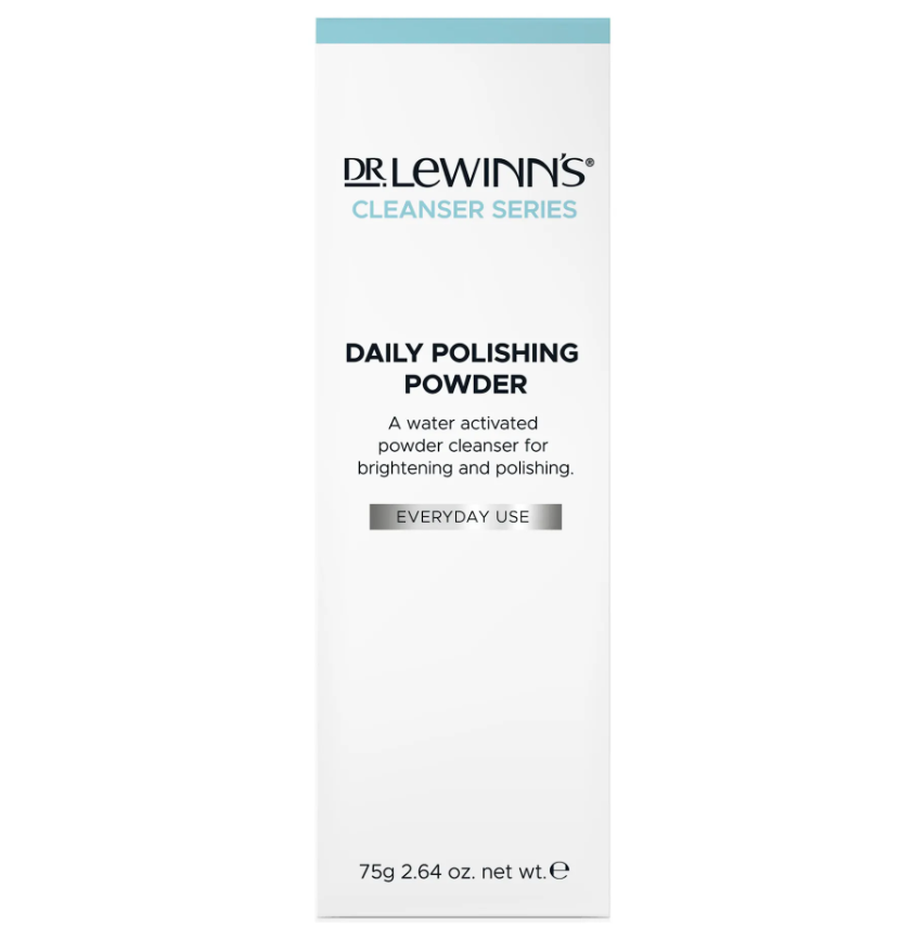 Dr. LeWinn's Daily Polishing Powder, a gentle exfoliant with Kaolin Clay, Vitamin E, and Aloe Vera for radiant, smooth skin.