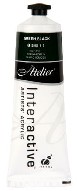 Atelier 80ml Green Black Acrylic Paint, versatile for fast and controlled drying, ideal for blending and layering in art.