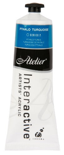 Vibrant Atelier Acrylic Paint in 80ml Pthalo Turquoise, perfect for versatile painting techniques and rich blending.