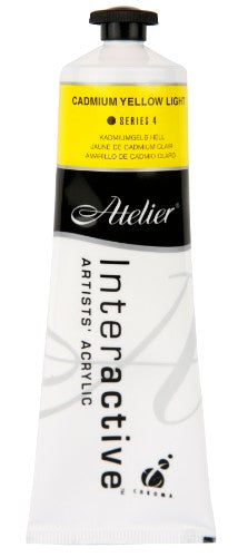 Atelier Acrylic Paint in Cadmium Yellow Light, 80ml tube, ideal for versatile mixing and blending techniques for artists.