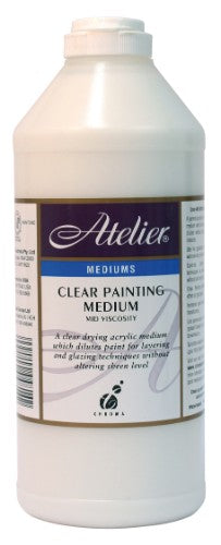 Acrylic paint medium in a 1L bottle, designed for controlled drying and seamless color blending for artists.