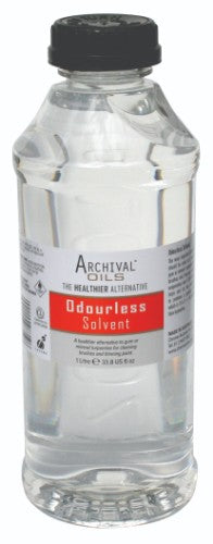 Archival Oil Odourless Solvent 1 Litre, a safe, fast-drying solution for artists, ensures quality and maintains artwork integrity.