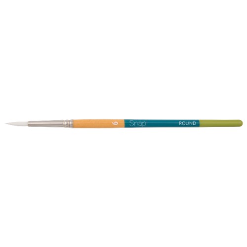 Snap! Sh White Taklon Round 6 brush with soft bristles for precise strokes, perfect for watercolor, acrylic, and oil painting.