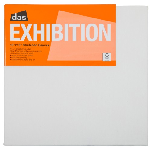 Premium Das Exhibition 10x10 inch artist canvas, ideal for oil, acrylic, and watercolor painting with durable 1.5-inch profile.