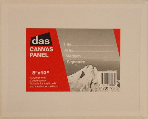 8x10 Das Canvas Panel, 100% acrylic primed cotton, ideal for oil and acrylic painting, lightweight and durable.