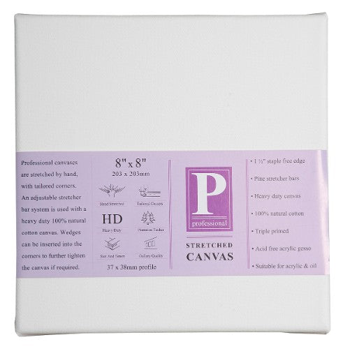 Heavy-duty 8x8 canvas made from 100% cotton, triple-primed and adjustable for professional-quality art.