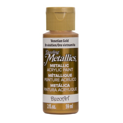 Acrylic Paint - Dazzling Metallics in Venetian Gold, 2oz, featuring brilliant metallic flakes for art and crafts.