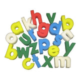 Colorful lowercase letter sponge stampers for kids, perfect for art projects and learning the alphabet, washable and durable.