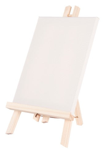 Mini A-Frame pine easel for 8x10-inch canvases, lightweight and portable, perfect for artists of all ages.