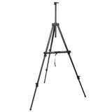 Large Aluminium Easel with non-skid feet, carry case; supports canvases up to 150cm, ideal for artists on the go.