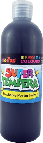 Fas Super Tempera 500ml Black offers vibrant, non-toxic paint ideal for various art techniques with strong pigmentation and quick drying.