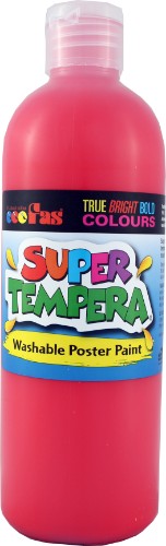 Vibrant Brill Red Fas Super Tempera 500ml, non-toxic washable paint for creative art projects and educational use.