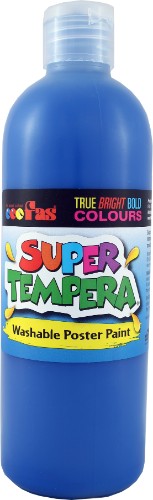 Vibrant blue non-toxic tempera paint in 500ml, perfect for educational art projects and easy mixing for custom colors.