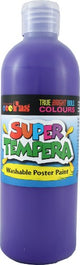 Bottle of Fas Super Tempera 500ml in vibrant violet, non-toxic paint perfect for art education and creative projects.