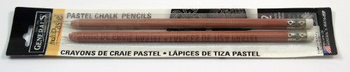 Pastel Chalk Pencil White set of 2 in blister pack, featuring blendable, acid-free quality for vibrant artistic creations.