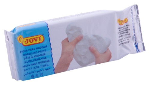 Jovi air hardening clay, 500g in white, perfect for easy shaping, painting, and crafting for children aged 4 and up.