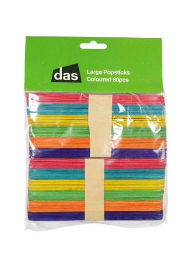 Craft - Large Popsticks Coloured 80pc