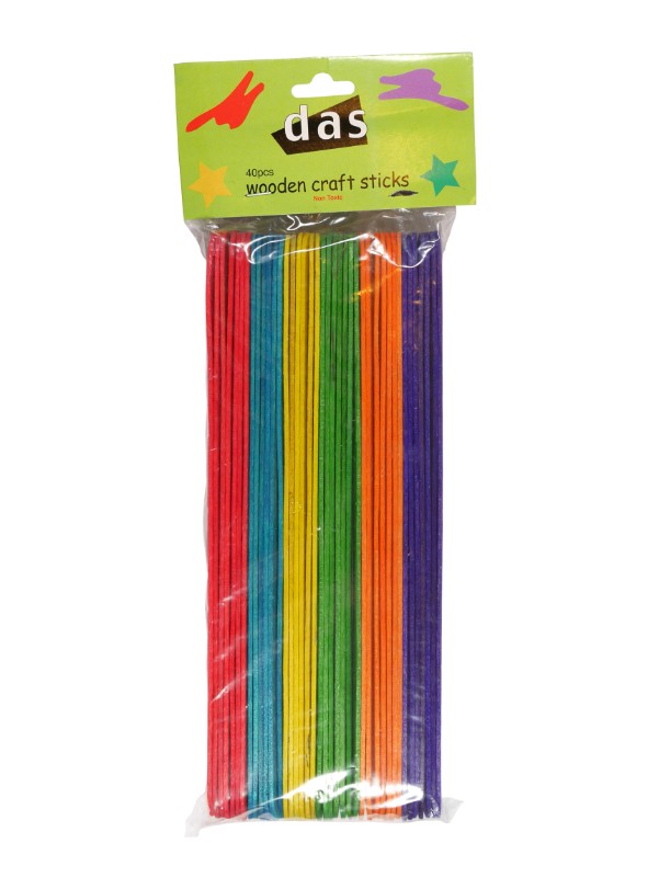 Vibrant 40pc Jumbo Craft Popsticks in assorted colors, perfect for arts, crafts, and DIY projects for all ages.