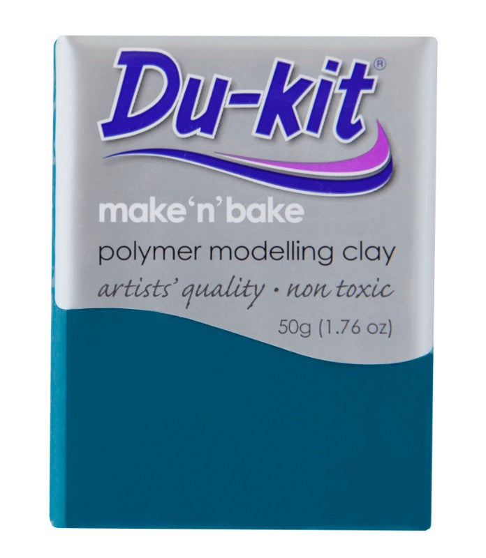 Teal 50g Du-Kit modelling clay for crafting, easy to mold, oven bake, perfect for art and DIY projects.