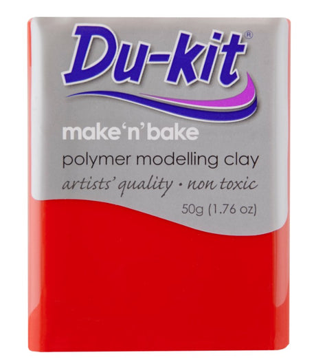 Vibrant scarlet Du-Kit modelling clay for crafting intricate art, jewellery, and decorations, suitable for all ages.