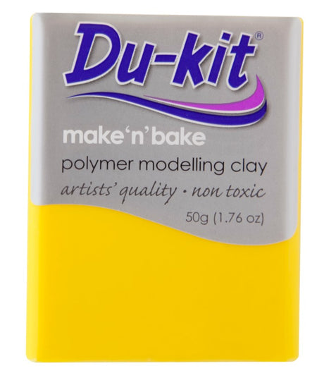 Bright lemon-colored Du-Kit 50g modelling clay, perfect for creating durable crafts, jewelry, and unique artistic pieces.