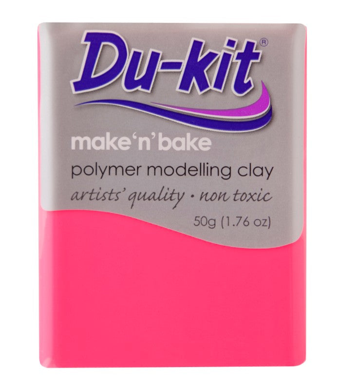 Vibrant Fluo Pink Du-Kit modeling clay in a 50g pack, perfect for crafting, sculpting, and DIY projects.