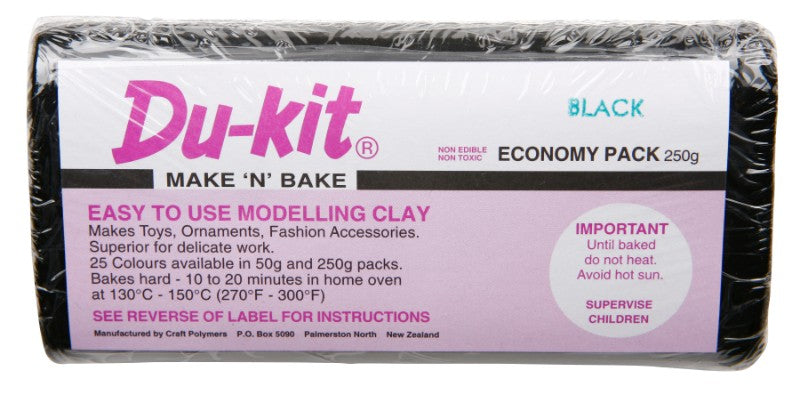 Du-Kit 250g Black Modelling Clay for versatile crafting, easy shaping, and durable creations, perfect for artists of all skill levels.