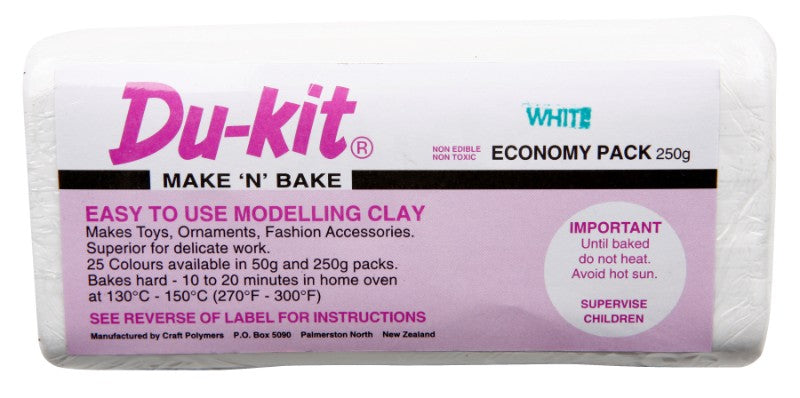 Du-Kit 250g White Modelling Clay, perfect for artists and DIY enthusiasts, offers soft, malleable texture for versatile crafting.