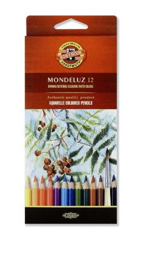 Vibrant 3716/12 Mondeluz W/Sol aquarelle pencils, featuring highly pigmented colors ideal for watercolor techniques.