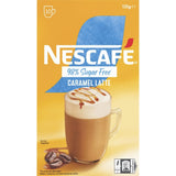 Nescafe 98% Sugar Free Coffee Sachets Caramel Latte, smooth coffee with creamy caramel flavor, just add hot water for a treat.