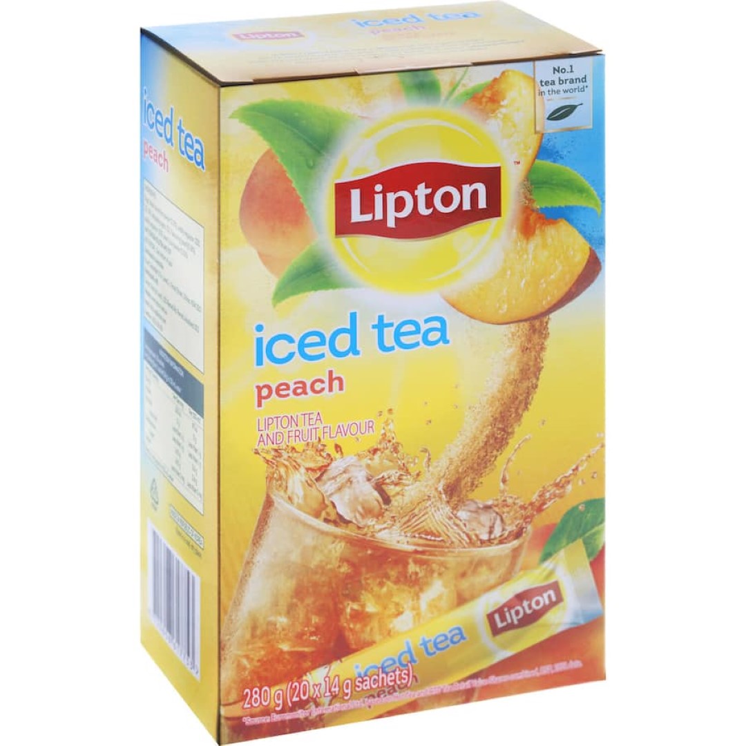 Refreshing Lipton Iced Tea Peach with black tea and natural peach flavor, perfect for hot days and on-the-go enjoyment.