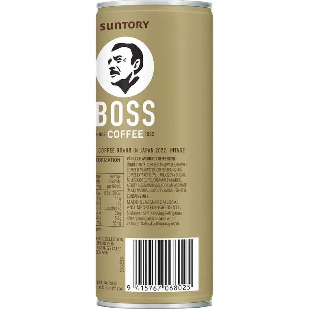 Delicious Boss Iced Coffee Vanilla Latte featuring creamy vanilla and rich espresso, perfect for a refreshing pick-me-up.